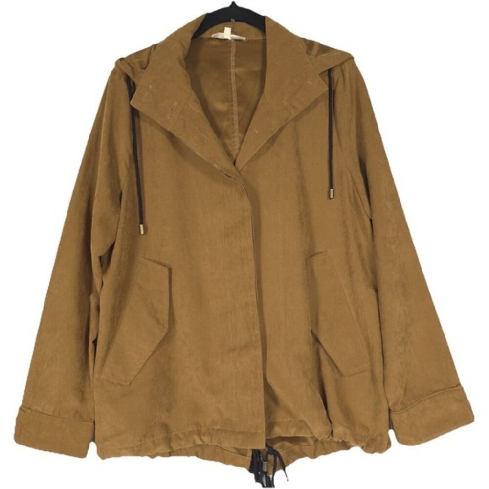 Entro Women's Utility Jacket Hooded SMALL Hidden Button Pockets Soft J5556